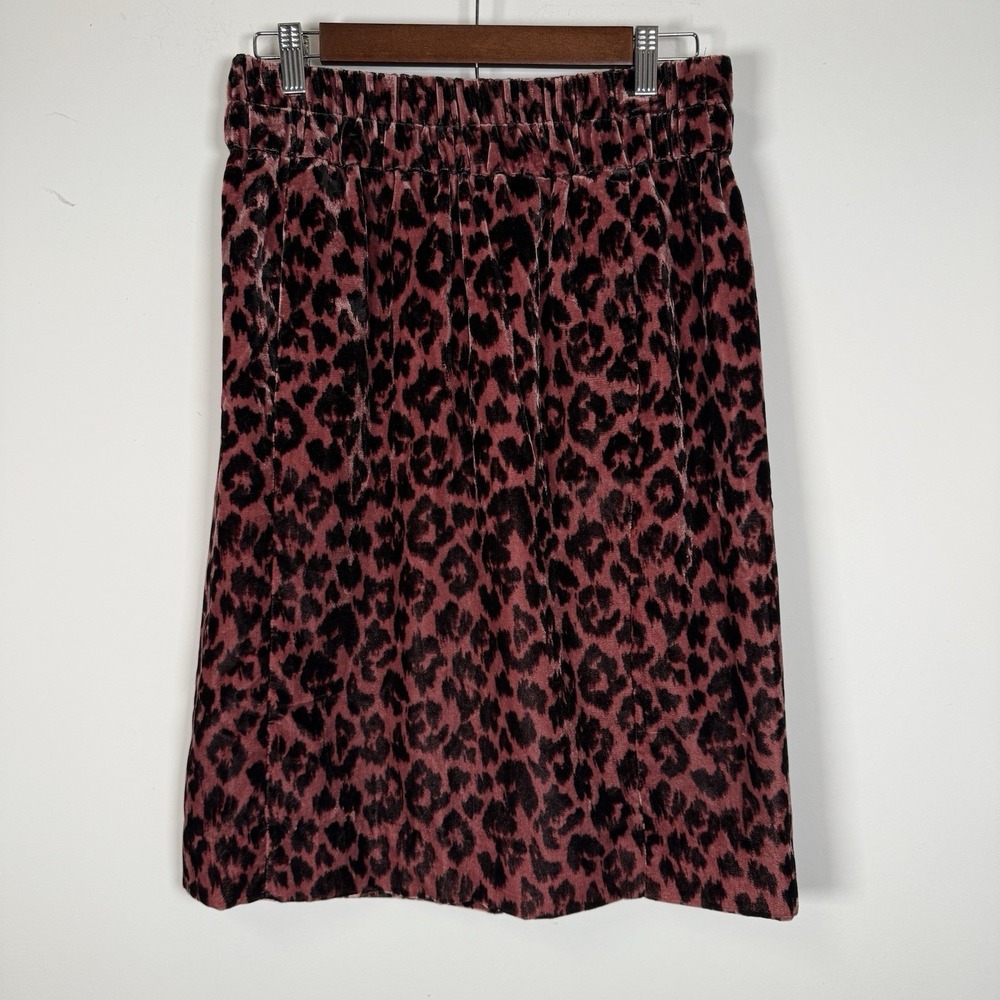 J.‎ Crew Skirt Women's Velvet Animal Print Wine Burgundy Soft Small